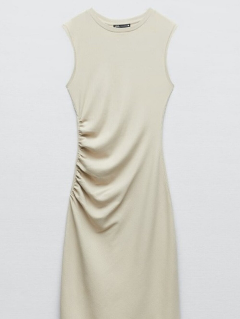 zara beige ribbed dress | Dresses | Zara Sleeveless Side Ruched Midi Midi dress made from travel jersey dress Ice Blue Oxford Cloth Style:With Tiered Train